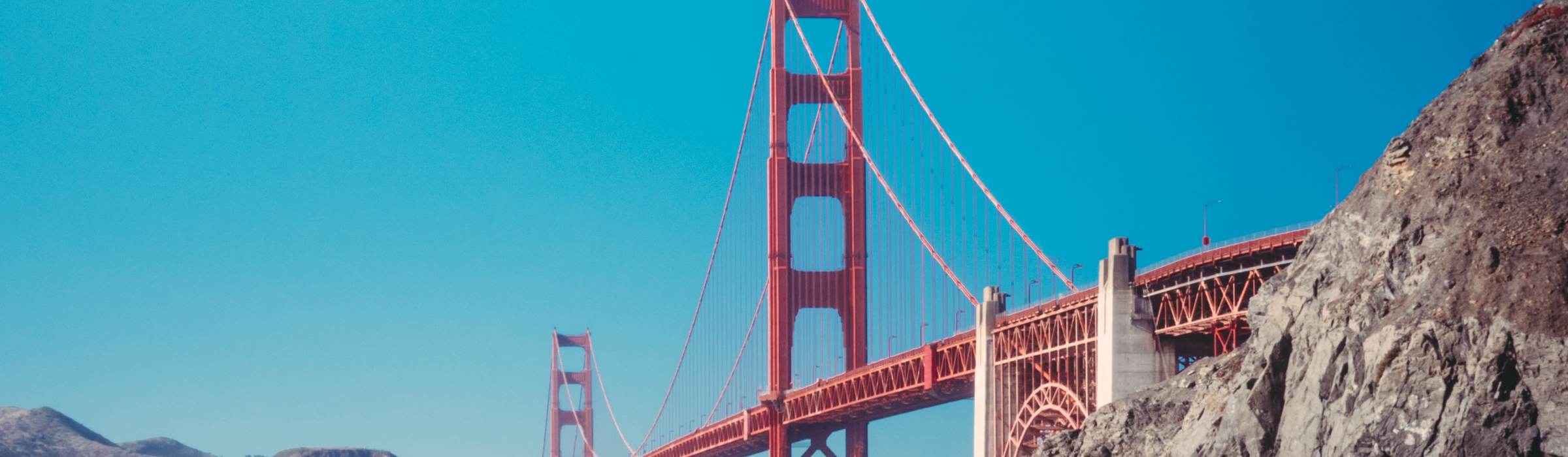 The Golden Gate Bridge span and south tower