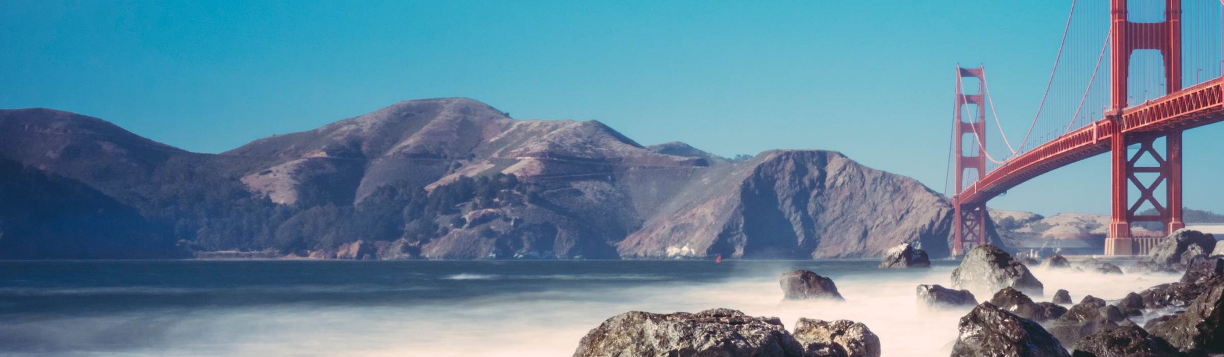 The Marin headlands seen across the bay from Marshall's Beach, San Francisco